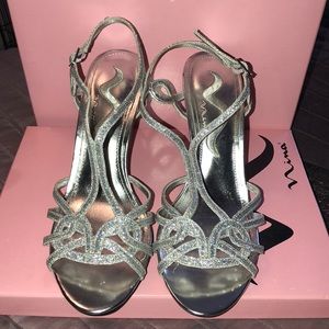 Silver heel sandals